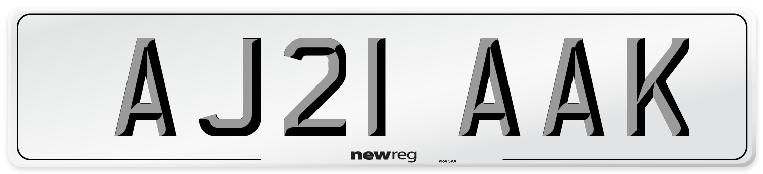 AJ21 AAK Number Plate from New Reg